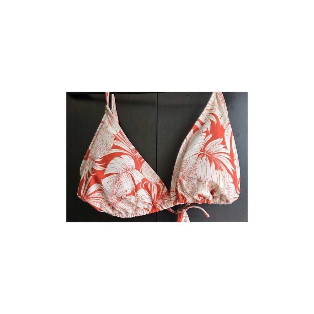 Old Navy Bikini Womens 3X Plus Size Orange White Tropical Triangle Top